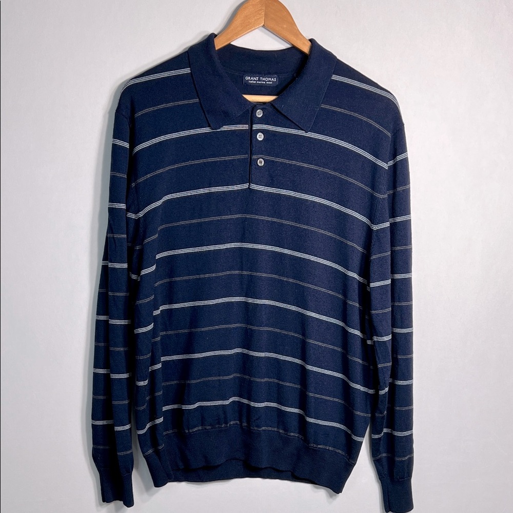 Grant Thomas Italian Merino Wool Polo Sweater size L